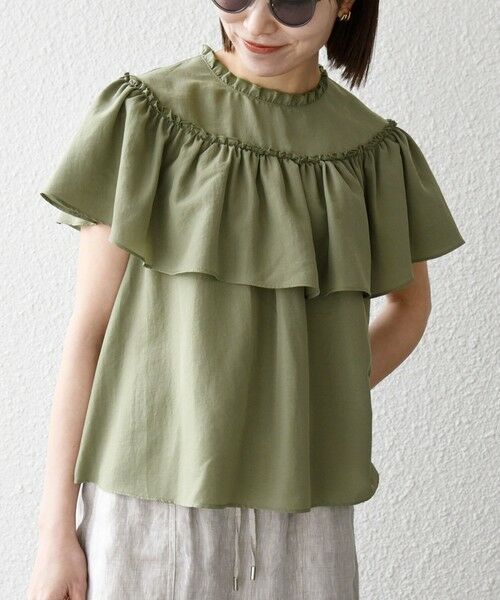 SHIPS / シップス シャツ・ブラウス | 《予約》SHIPS any:〈洗濯機可能〉グロッシー ラッフル フリル ギャザー ブラウス | 詳細17