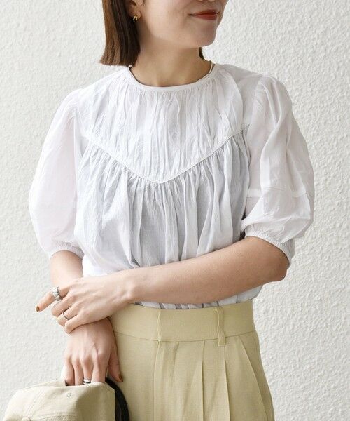 SHIPS / シップス シャツ・ブラウス | 《予約》SHIPS any:〈洗濯機可能〉キャンブリック ギャザー ヨーク パフスリーブ ブラウス | 詳細3