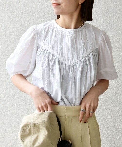 SHIPS / シップス シャツ・ブラウス | 《予約》SHIPS any:〈洗濯機可能〉キャンブリック ギャザー ヨーク パフスリーブ ブラウス | 詳細7