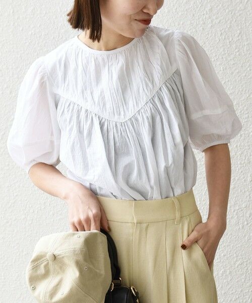 SHIPS / シップス シャツ・ブラウス | 《予約》SHIPS any:〈洗濯機可能〉キャンブリック ギャザー ヨーク パフスリーブ ブラウス | 詳細8
