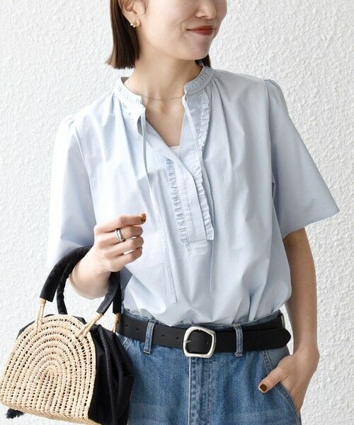 SHIPS / シップス シャツ・ブラウス | 《予約》SHIPS any:〈洗濯機可能〉タイプライター フリル スキッパー パフ ブラウス | 詳細24