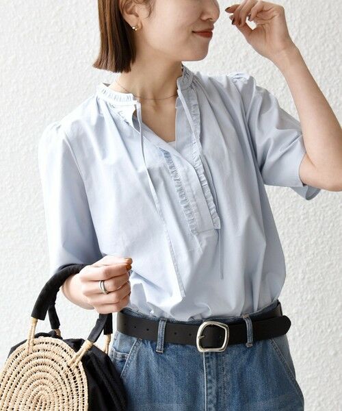 SHIPS / シップス シャツ・ブラウス | 《予約》SHIPS any:〈洗濯機可能〉タイプライター フリル スキッパー パフ ブラウス | 詳細30