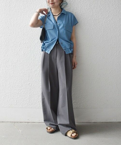 SHIPS / シップス シャツ・ブラウス | 《予約》SHIPS any:〈洗濯機可能〉シャンブレー デニム フレンチスリーブ ドロスト ブラウス | 詳細1