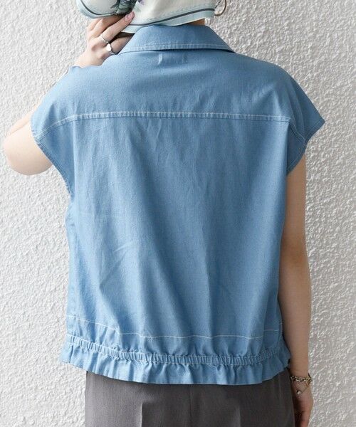 SHIPS / シップス シャツ・ブラウス | 《予約》SHIPS any:〈洗濯機可能〉シャンブレー デニム フレンチスリーブ ドロスト ブラウス | 詳細10