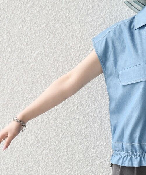 SHIPS / シップス シャツ・ブラウス | 《予約》SHIPS any:〈洗濯機可能〉シャンブレー デニム フレンチスリーブ ドロスト ブラウス | 詳細11