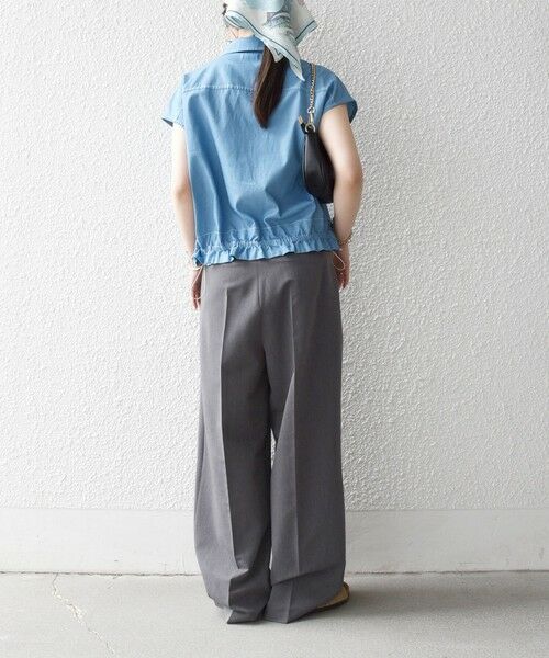 SHIPS / シップス シャツ・ブラウス | 《予約》SHIPS any:〈洗濯機可能〉シャンブレー デニム フレンチスリーブ ドロスト ブラウス | 詳細2