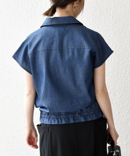 SHIPS / シップス シャツ・ブラウス | 《予約》SHIPS any:〈洗濯機可能〉シャンブレー デニム フレンチスリーブ ドロスト ブラウス | 詳細16