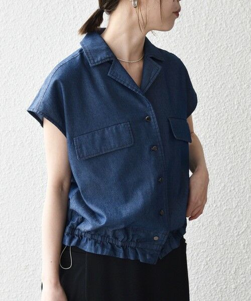 SHIPS / シップス シャツ・ブラウス | 《予約》SHIPS any:〈洗濯機可能〉シャンブレー デニム フレンチスリーブ ドロスト ブラウス | 詳細17