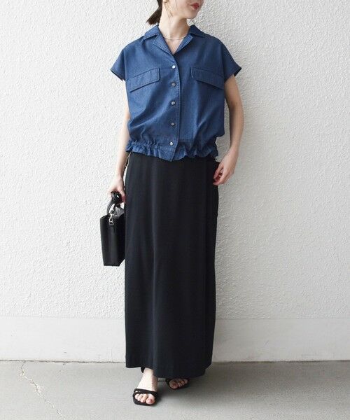 SHIPS / シップス シャツ・ブラウス | 《予約》SHIPS any:〈洗濯機可能〉シャンブレー デニム フレンチスリーブ ドロスト ブラウス | 詳細12