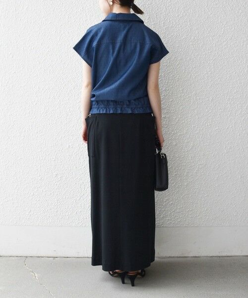 SHIPS / シップス シャツ・ブラウス | 《予約》SHIPS any:〈洗濯機可能〉シャンブレー デニム フレンチスリーブ ドロスト ブラウス | 詳細13