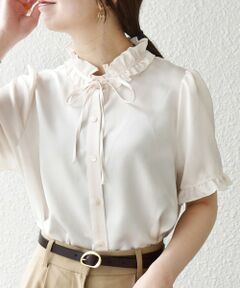 SHIPS / シップス シャツ・ブラウス | 《予約》SHIPS any:〈洗濯機可能〉サテン フリル カラー リボン シャツ ブラウス 26SS