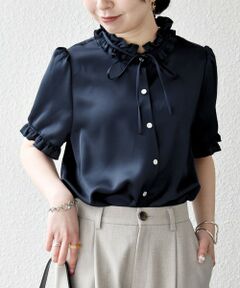 SHIPS / シップス シャツ・ブラウス | 《予約》SHIPS any:〈洗濯機可能〉サテン フリル カラー リボン シャツ ブラウス 26SS