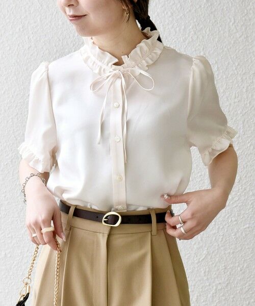 SHIPS / シップス シャツ・ブラウス | 《予約》SHIPS any:〈洗濯機可能〉サテン フリル カラー リボン シャツ ブラウス 26SS | 詳細16