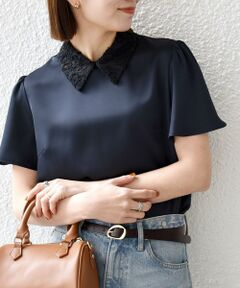 SHIPS / シップス シャツ・ブラウス | 《予約》SHIPS any:〈洗濯機可能〉サテン レースカラー ブラウス 26SS
