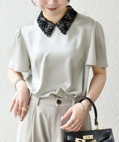 SHIPS / シップス シャツ・ブラウス | 《予約》SHIPS any:〈洗濯機可能〉サテン レースカラー ブラウス 26SS | 詳細3