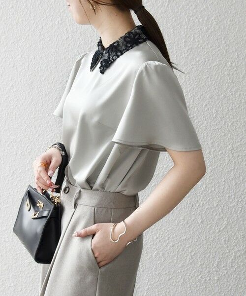 SHIPS / シップス シャツ・ブラウス | 《予約》SHIPS any:〈洗濯機可能〉サテン レースカラー ブラウス 26SS | 詳細4