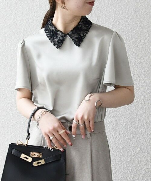 SHIPS / シップス シャツ・ブラウス | 《予約》SHIPS any:〈洗濯機可能〉サテン レースカラー ブラウス 26SS | 詳細6