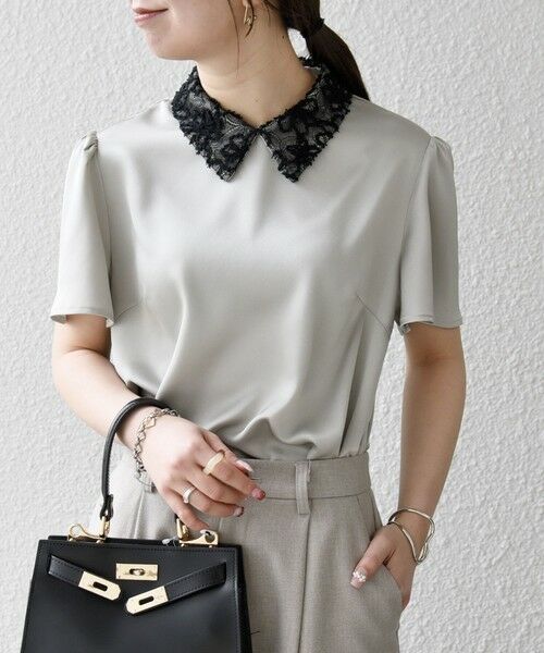 SHIPS / シップス シャツ・ブラウス | 《予約》SHIPS any:〈洗濯機可能〉サテン レースカラー ブラウス 26SS | 詳細7