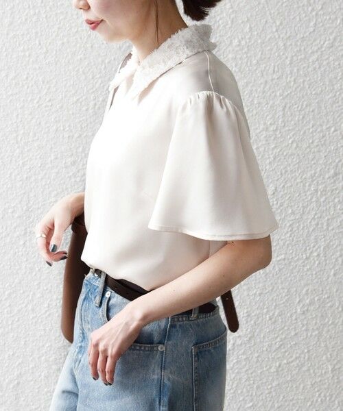 SHIPS / シップス シャツ・ブラウス | 《予約》SHIPS any:〈洗濯機可能〉サテン レースカラー ブラウス 26SS | 詳細15