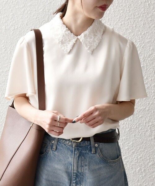 SHIPS / シップス シャツ・ブラウス | 《予約》SHIPS any:〈洗濯機可能〉サテン レースカラー ブラウス 26SS | 詳細16