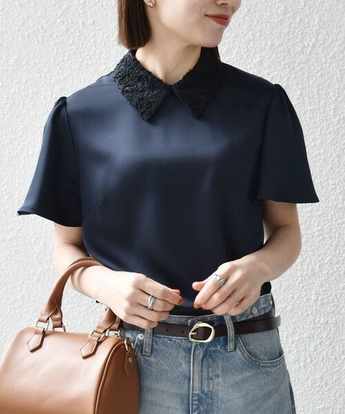 SHIPS / シップス シャツ・ブラウス | 《予約》SHIPS any:〈洗濯機可能〉サテン レースカラー ブラウス 26SS | 詳細21