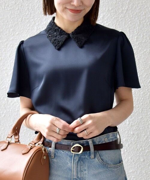 SHIPS / シップス シャツ・ブラウス | 《予約》SHIPS any:〈洗濯機可能〉サテン レースカラー ブラウス 26SS | 詳細24