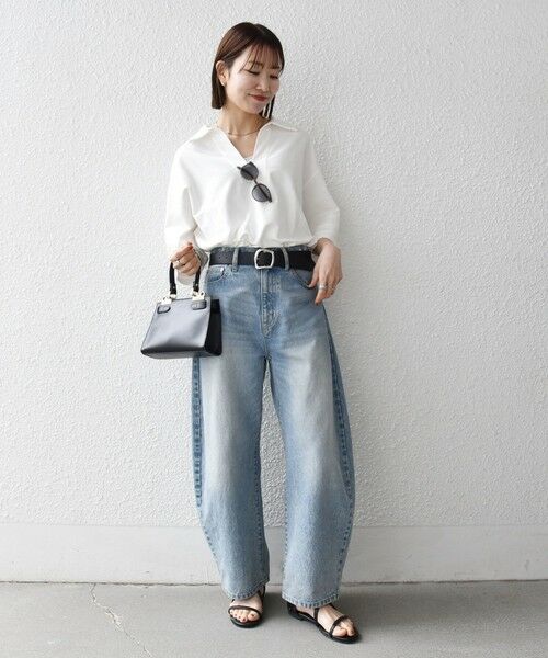 SHIPS / シップス カットソー | 《予約》SHIPS any:〈洗濯機可能〉インレイ 襟付き スキッパー ハーフスリーブ プルオーバー | 詳細1