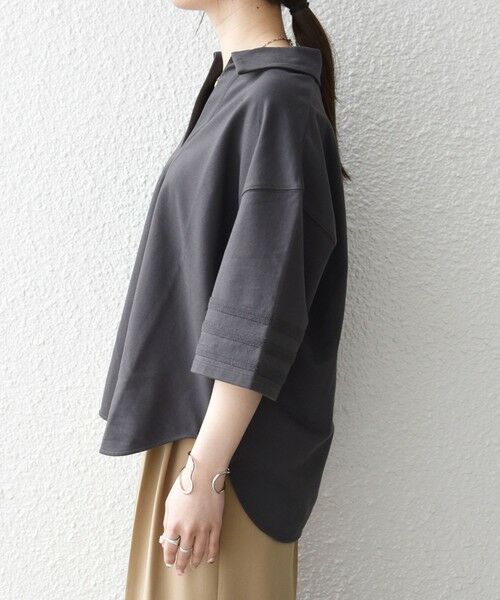 SHIPS / シップス カットソー | 《予約》SHIPS any:〈洗濯機可能〉インレイ 襟付き スキッパー ハーフスリーブ プルオーバー | 詳細22