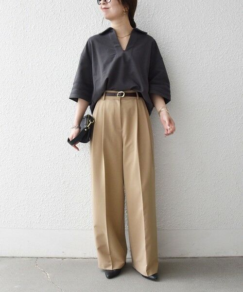 SHIPS / シップス カットソー | 《予約》SHIPS any:〈洗濯機可能〉インレイ 襟付き スキッパー ハーフスリーブ プルオーバー | 詳細9