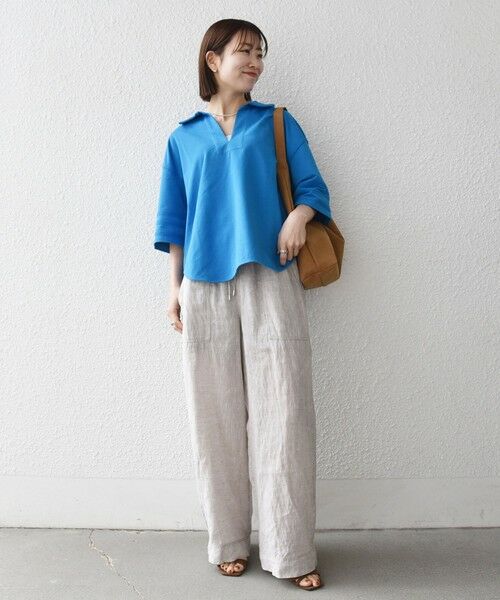 SHIPS / シップス カットソー | 《予約》SHIPS any:〈洗濯機可能〉インレイ 襟付き スキッパー ハーフスリーブ プルオーバー | 詳細25