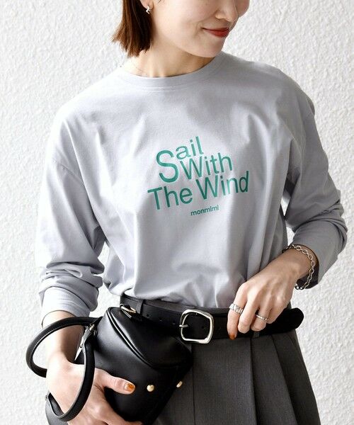 SHIPS / シップス Tシャツ | 《予約》【SHIPS any別注】MONMIMI:〈洗濯機可能〉ロゴ プリント ロンTEE 26SS（ライトブルー）