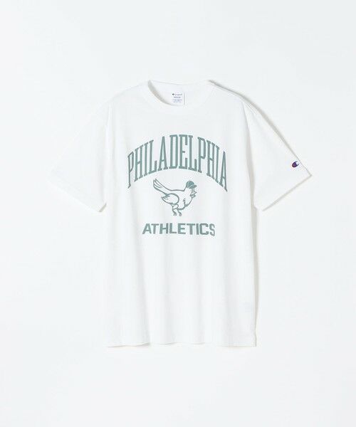 SHIPS / シップス Tシャツ | Champion:〈洗濯機可能〉グラフィック ロゴ ショート スリーブ TEE（ホワイト系）