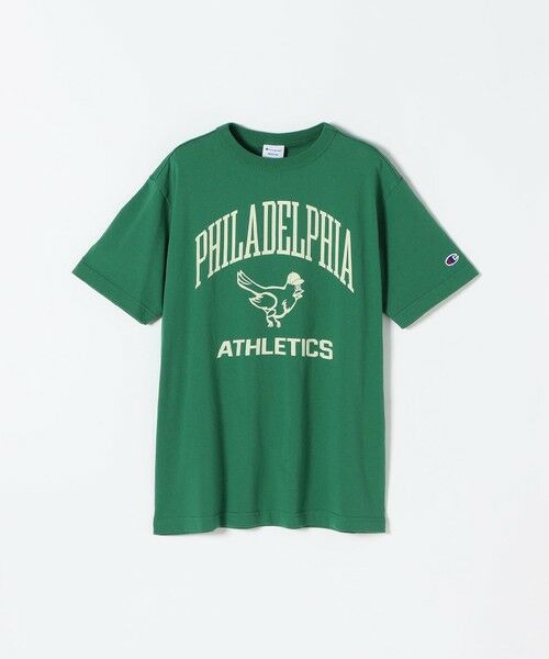 SHIPS / シップス Tシャツ | Champion:〈洗濯機可能〉グラフィック ロゴ ショート スリーブ TEE（グリーン）