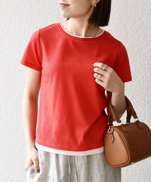 SHIPS / シップス Tシャツ | 《予約》SHIPS any:〈手洗い可能〉レイヤード シアー ワッフル TEE | 詳細20