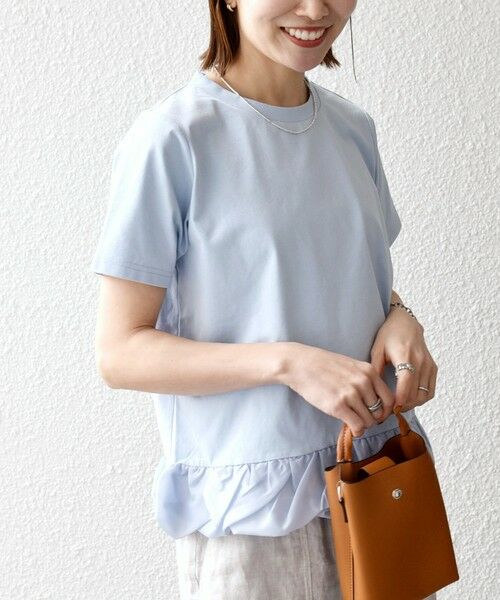 SHIPS / シップス Tシャツ | 《予約》SHIPS any:〈多機能/洗濯機可能〉マルチファンクション ドッキング ヘム コンパクト TEE（ライトブルー）