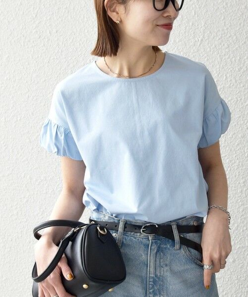 SHIPS / シップス Tシャツ | 《予約》SHIPS any:〈多機能/洗濯機可能〉マルチファンクション ギャザー スリーブ TEE（ライトブルー）