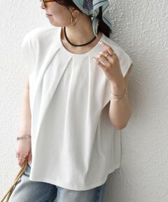 SHIPS / シップス Tシャツ | 《予約》SHIPS any:〈接触冷感/汗染み防止加工/洗濯機可能〉タック フレア ノースリーブ TEE