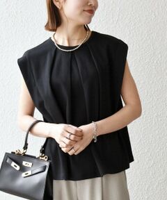 SHIPS / シップス Tシャツ | 《予約》SHIPS any:〈接触冷感/汗染み防止加工/洗濯機可能〉タック フレア ノースリーブ TEE