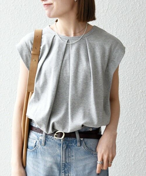 SHIPS / シップス Tシャツ | SHIPS any:〈接触冷感/汗染み防止加工/洗濯機可能〉タック フレア ノースリーブ TEE | 詳細21