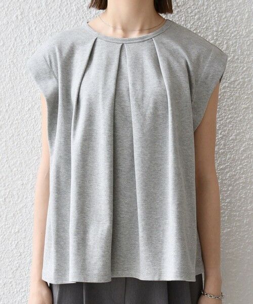 SHIPS / シップス Tシャツ | 《予約》SHIPS any:〈接触冷感/汗染み防止加工/洗濯機可能〉タック フレア ノースリーブ TEE | 詳細25