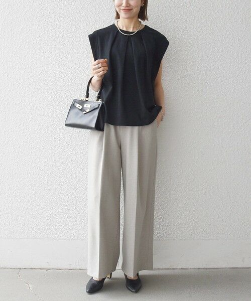 SHIPS / シップス Tシャツ | 《予約》SHIPS any:〈接触冷感/汗染み防止加工/洗濯機可能〉タック フレア ノースリーブ TEE | 詳細28