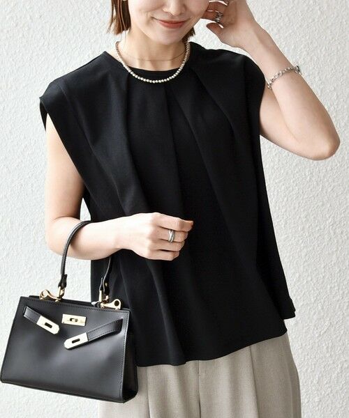 SHIPS / シップス Tシャツ | 《予約》SHIPS any:〈接触冷感/汗染み防止加工/洗濯機可能〉タック フレア ノースリーブ TEE | 詳細30