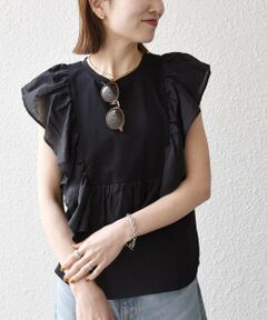 SHIPS / シップス Tシャツ | 《予約》SHIPS any:〈洗濯機可能〉フリル コンビ ノースリーブ TEE