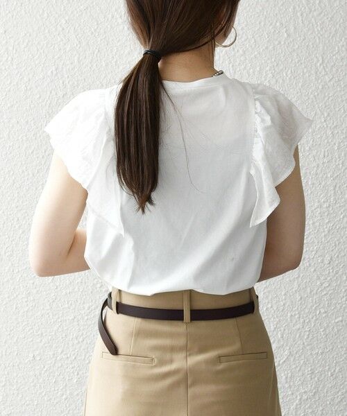 SHIPS / シップス Tシャツ | 《予約》SHIPS any:〈洗濯機可能〉フリル コンビ ノースリーブ TEE | 詳細6