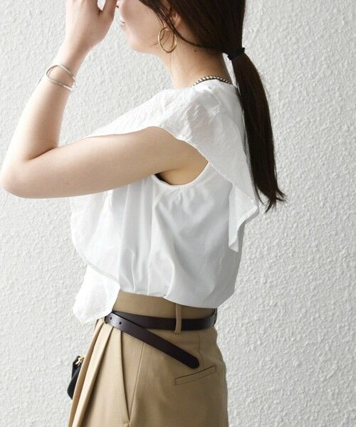 SHIPS / シップス Tシャツ | 《予約》SHIPS any:〈洗濯機可能〉フリル コンビ ノースリーブ TEE | 詳細7