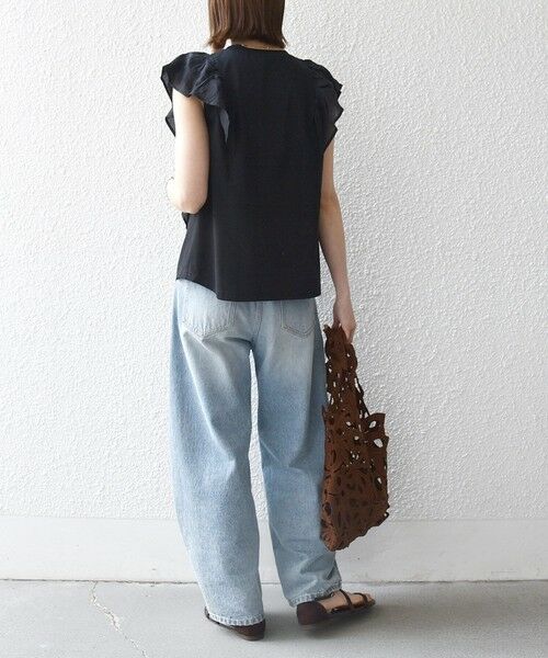 SHIPS / シップス Tシャツ | 《予約》SHIPS any:〈洗濯機可能〉フリル コンビ ノースリーブ TEE | 詳細12