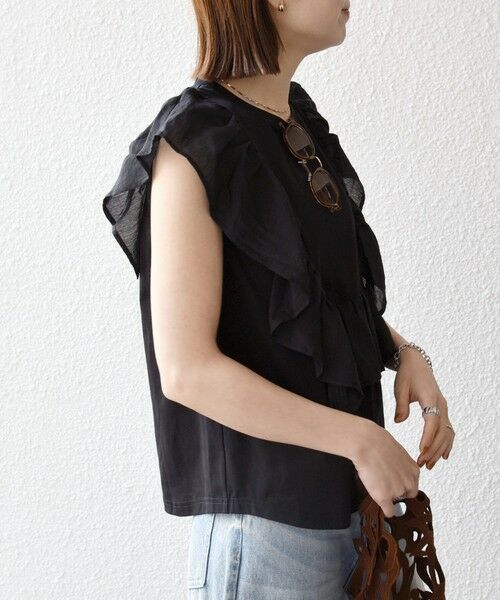 SHIPS / シップス Tシャツ | 《予約》SHIPS any:〈洗濯機可能〉フリル コンビ ノースリーブ TEE | 詳細14