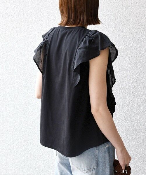SHIPS / シップス Tシャツ | 《予約》SHIPS any:〈洗濯機可能〉フリル コンビ ノースリーブ TEE | 詳細15