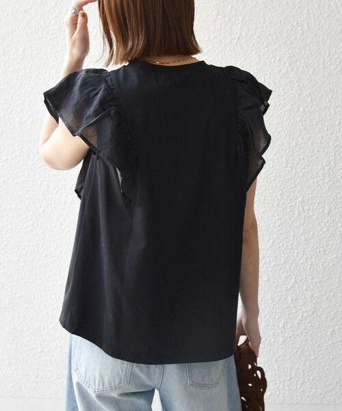 SHIPS / シップス Tシャツ | 《予約》SHIPS any:〈洗濯機可能〉フリル コンビ ノースリーブ TEE | 詳細16