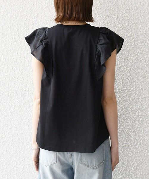 SHIPS / シップス Tシャツ | 《予約》SHIPS any:〈洗濯機可能〉フリル コンビ ノースリーブ TEE | 詳細25